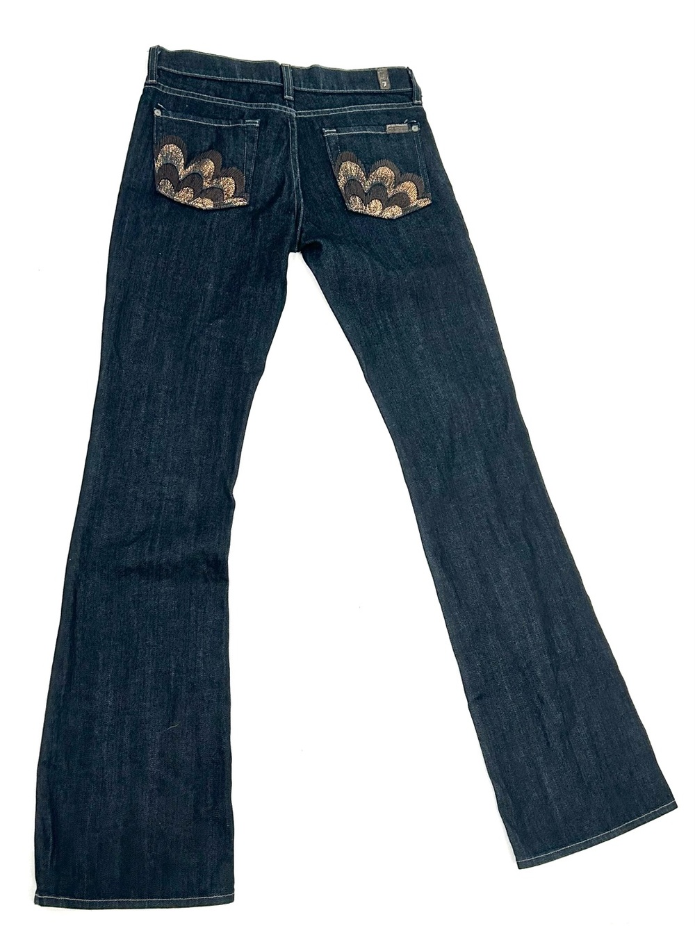 7 For All Mankind Bootcut Jeans 26 Dark Wash Embellished Pocket Y2K